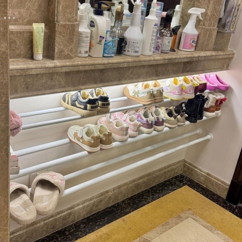 【收纳好物】鞋架免打孔伸缩杆入户门鞋子收纳玄关鞋柜改造家用