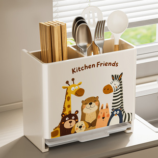 台面筷子收纳盒壁挂式筷子筒2026新款家用高档沥水防霉餐具置物架