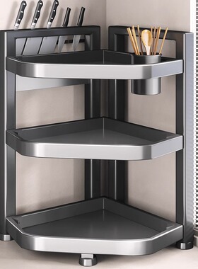 家用厨房转角置物架多功能调味罐调料架灶台拐角处刀架筷子收纳架