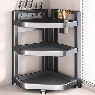 家用厨房转角置物架多功能调味罐调料架灶台拐角处刀架筷子收纳架