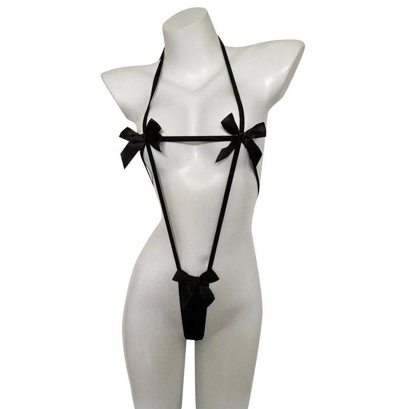 简系内衣系带绑带个性超小蝴蝶结比基尼三点式少女连体衣性感睡衣