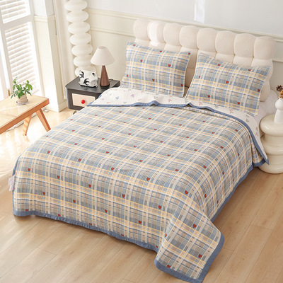 直边水洗棉床盖四季通用加厚床盖