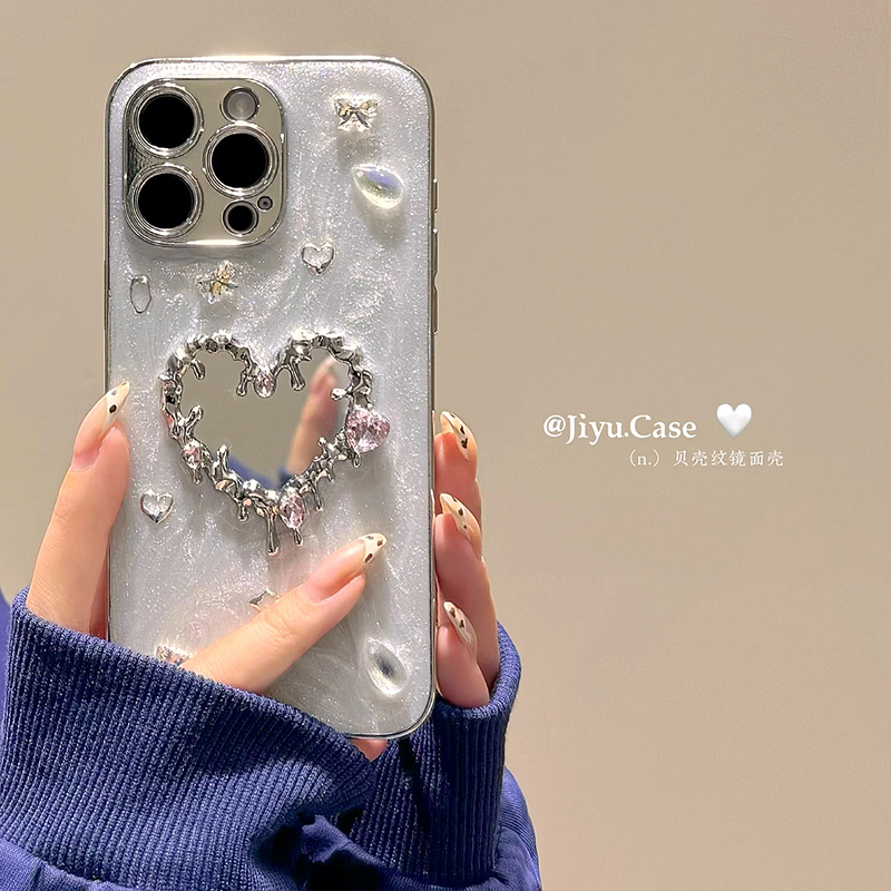 轻奢高级镜面爱心适用苹果手机壳