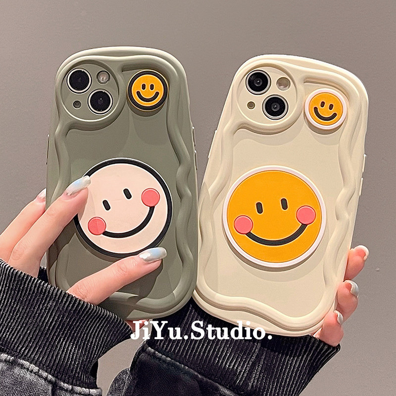 小众个性纯色立体笑脸表情适用iPhone14pro新款苹果13promax手机壳12pro日韩11女13硅胶14pm创意全包保护套软