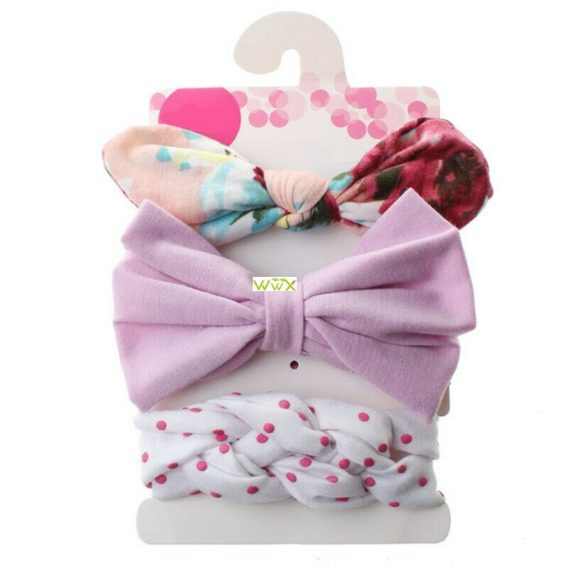 3 Pcs/Set Floral Bows Baby Headband Dot Bowknot Haarband