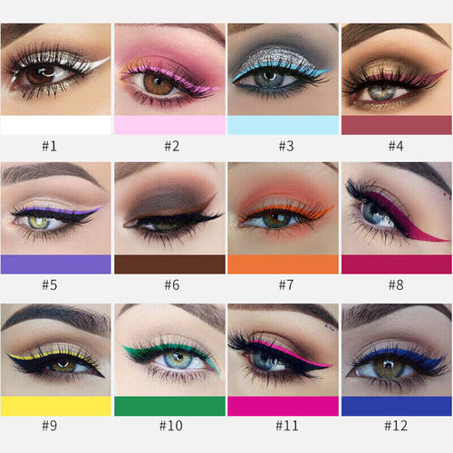 12pcs Color Liquid Eyeliner Matte Tint Quikly Dry Eyeliner