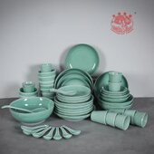 家用碗乔迁新年餐具套装 龙泉青瓷2024新款 祥云碗碟套装 陶瓷碗盘子