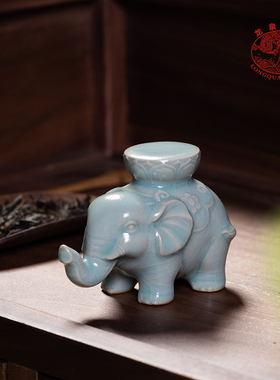 龙泉青瓷茶器盖置仿古陶瓷壶承盖托创意茶具茶道配件开片茶宠摆件