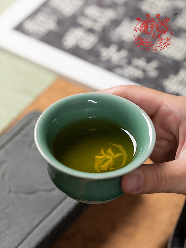 龙泉青瓷茶杯大师杯单杯家用陶瓷手工功夫茶具经典个人茶杯