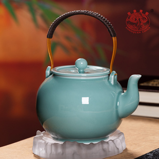龙泉青瓷茶壶单壶大号陶瓷大容量功夫茶具泡茶提梁壶中式凉茶壶