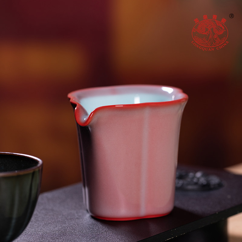 龙泉青瓷公道杯手工高端陶瓷茶海单个功夫茶具女士匀杯红釉分茶器
