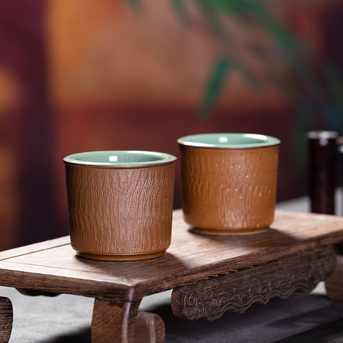 龙泉青瓷个人跳刀双釉结合茶杯