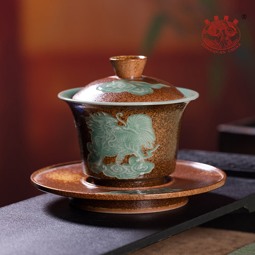 【官方正品】三才盖碗柴烧