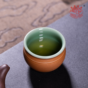 龍泉青瓷主人杯單杯功夫茶杯泡茶盞杯跳刀個人專用高檔禮盒品茗杯