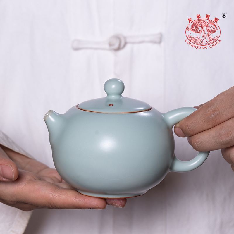 汝窑大号西施壶功夫茶具开片茶壶泡茶单个壶家用陶瓷泡茶器带过滤