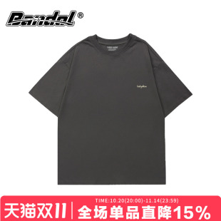 T恤上衣夏 短袖 chic港风复古简约小众字母oversize宽松大码 男女款