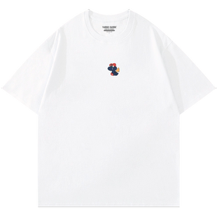 ulzzang短袖百搭男女同款t恤学生设计感胸口印花oversize纯棉圆领