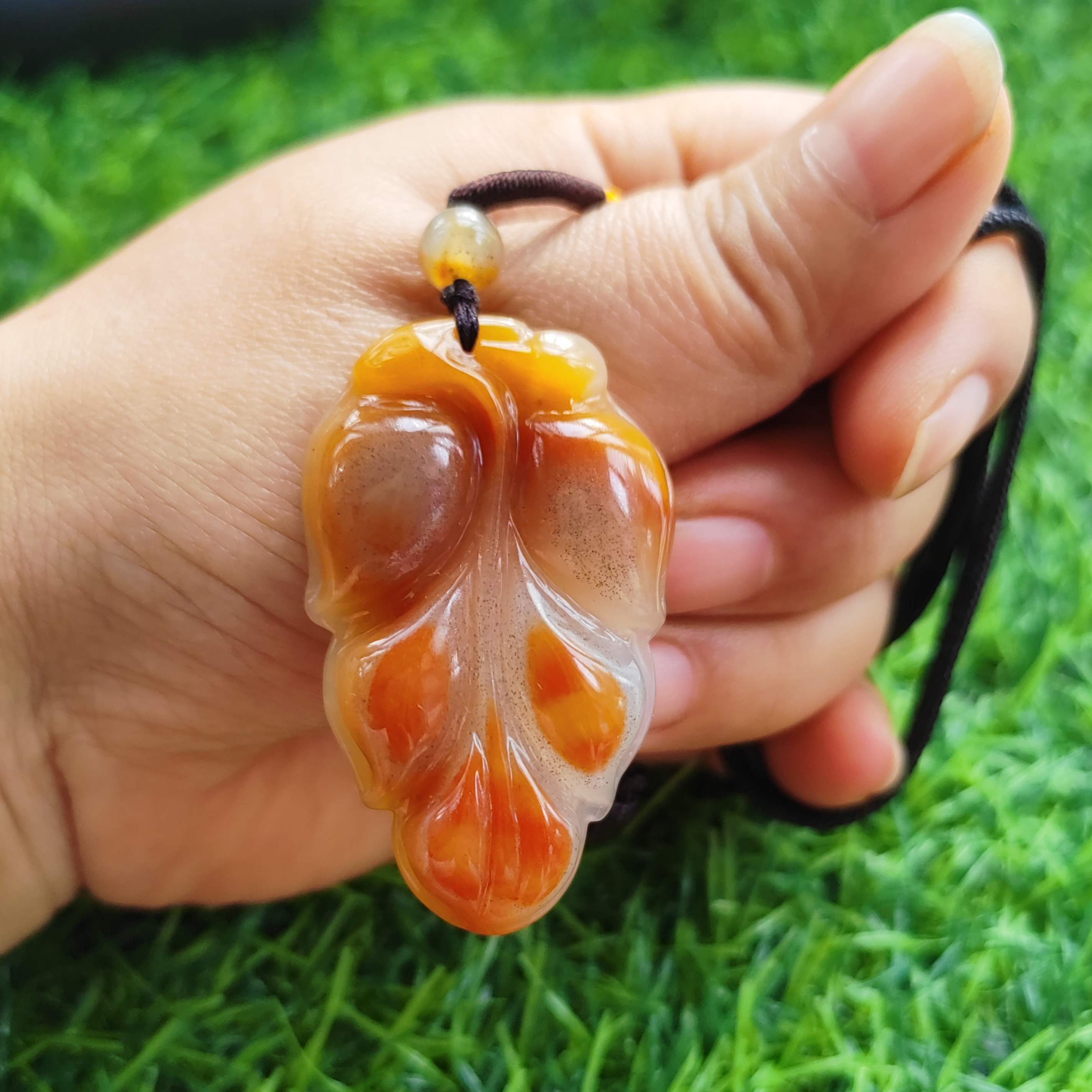 福寿绵长福禄寿三色俏色金沙叶纯天然玉石正品黄龙玉树叶48*30*8