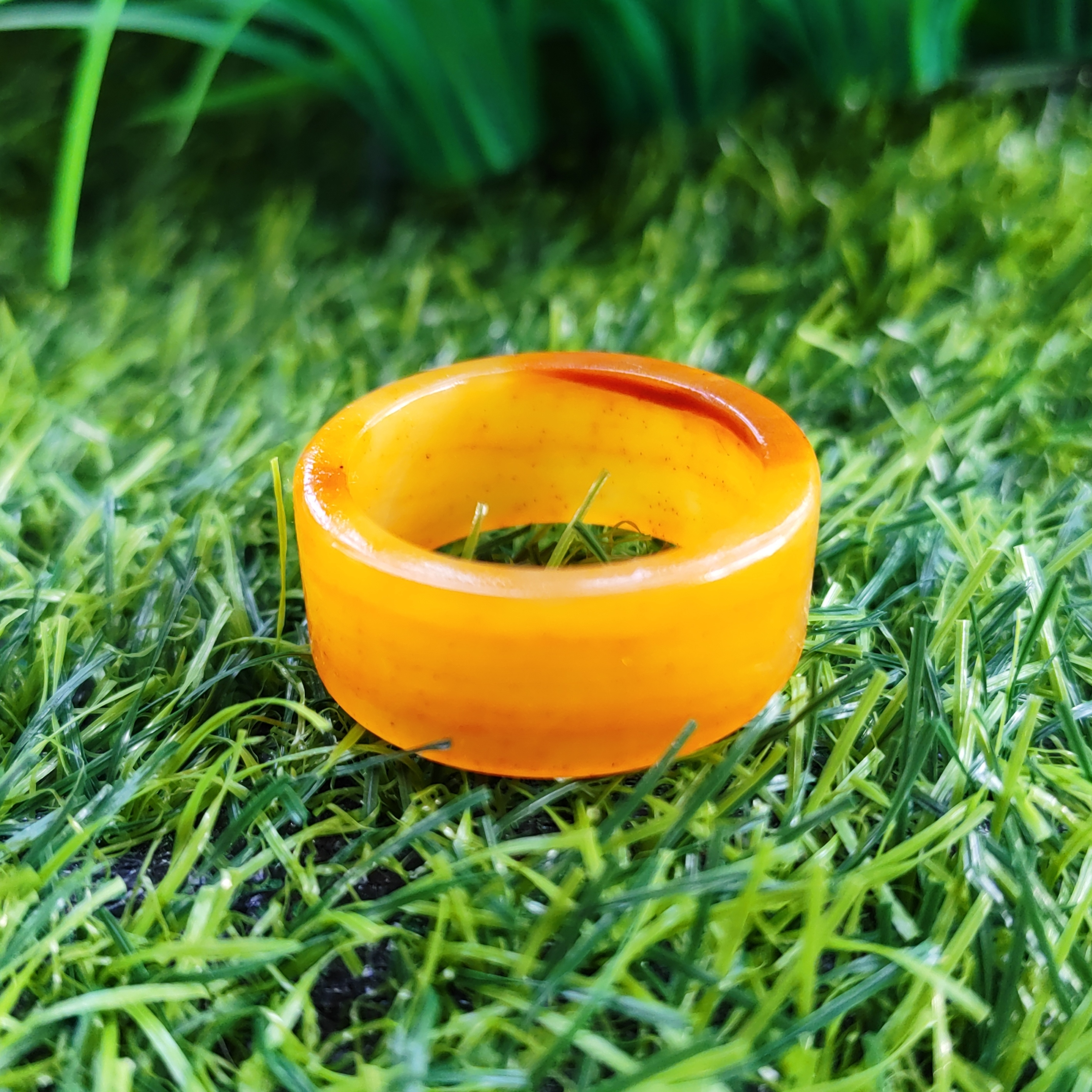 大圈口正品玉石指环戒指扳指内径25mm天然玉石正品黄龙玉扳指12*4