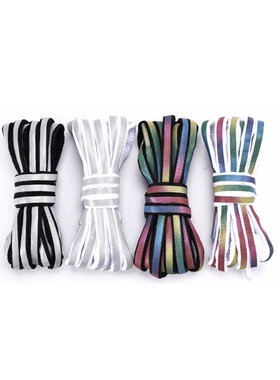 极速A 1Pair Reflective Shoelaces Laser seLquin Shoelace Weav