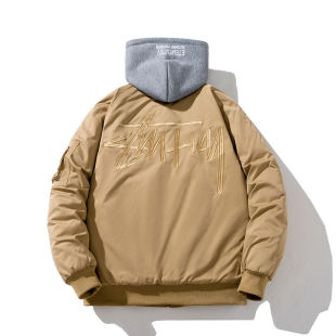 美式vintage刺绣飞行员夹克男夏秋季高街棉衣棒球服加厚潮牌外套