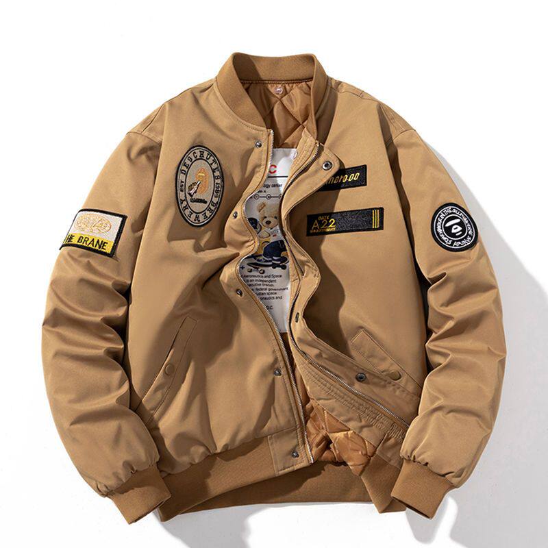 夏秋季刺绣复古大码外套飞行员夹克棉衣男女情侣宽松加厚棒球棉服