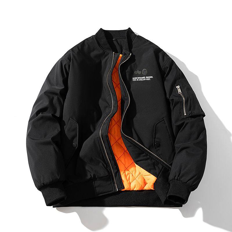 夏秋季新款日系简约情侣棒球服外套潮牌加厚刺绣飞行员夹克男女