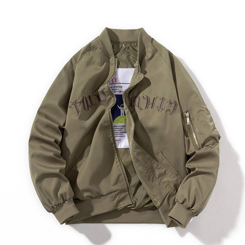 潮牌美式字母刺绣棒球棉服飞行员夹克男女情侣空军春夏秋加厚外套