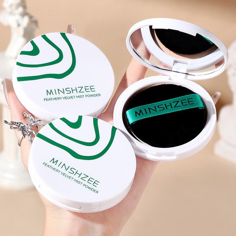 MINSHZEE茗希芝控油定妆粉饼定妆遮瑕持久干 干湿两用不卡粉不脱