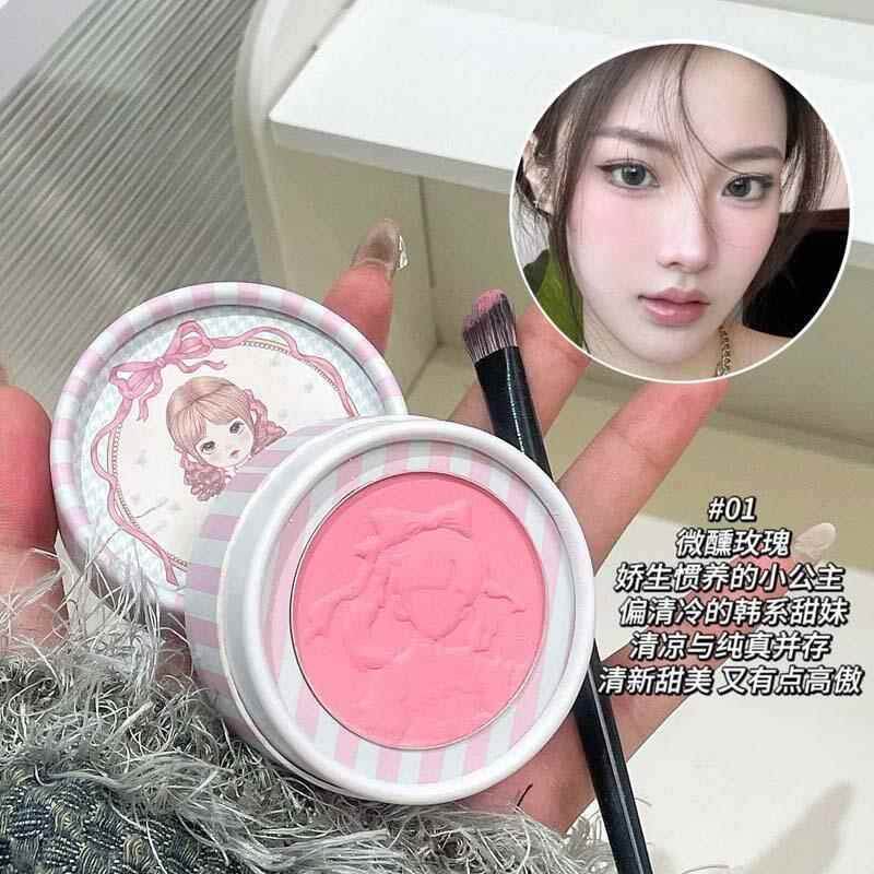 甜野悦颜浮雕腮红低饱和粉质细腻显白细闪哑光修容胭脂
