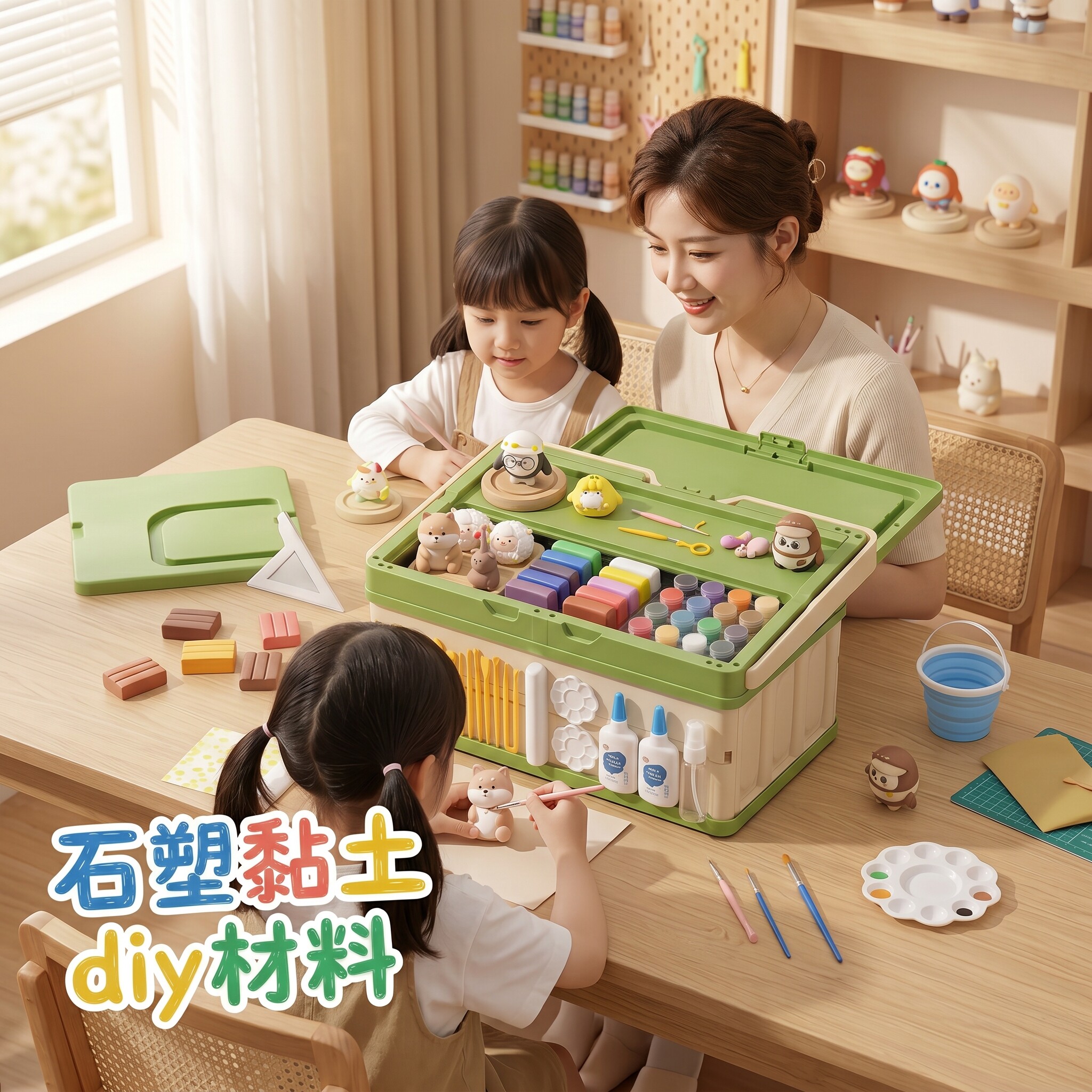 石塑粘土手工diy材料包儿童小学生彩泥套装免烤泥塑石塑黏土工具套装幼儿园可塑泥人白色美术陶泥玩具冰箱贴