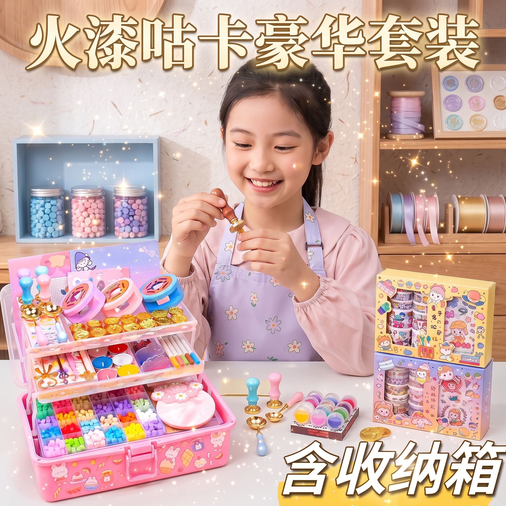 高颜值猫爪火漆蜡粒印章套装章头