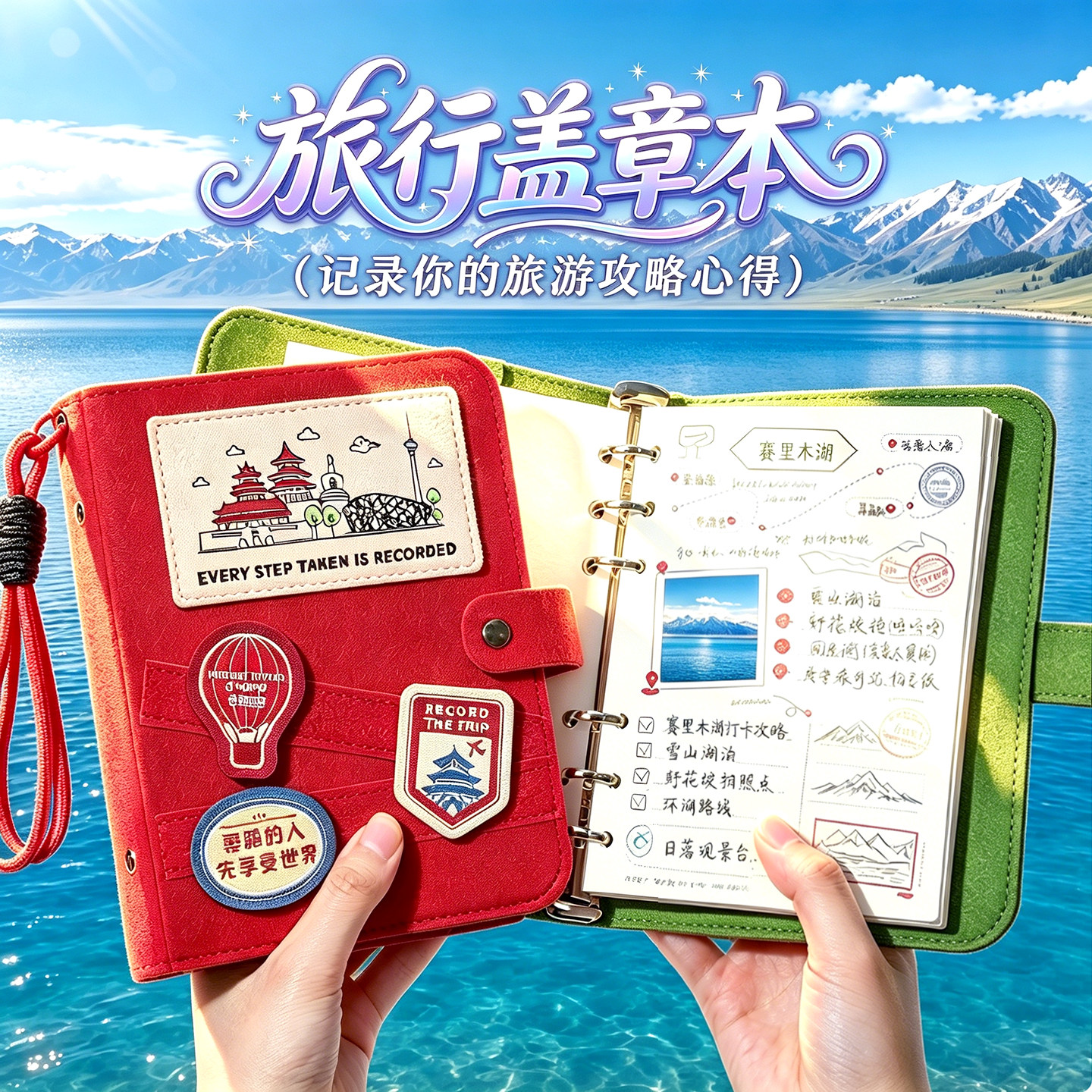 旅行活页盖章本中国风高颜值a5空白手账本可拆卸空白旅行足迹便携文创集章博物馆纪念册旅游城市景点盖章本 - 实物图