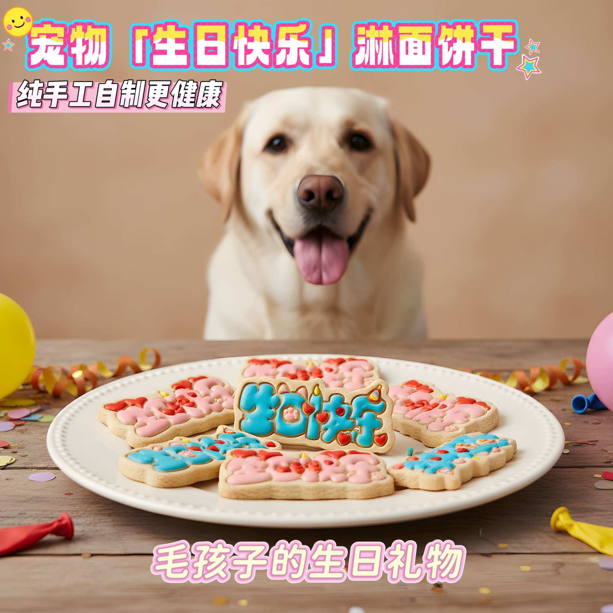 宠物生日快乐饼干狗生日淋面饼干图片