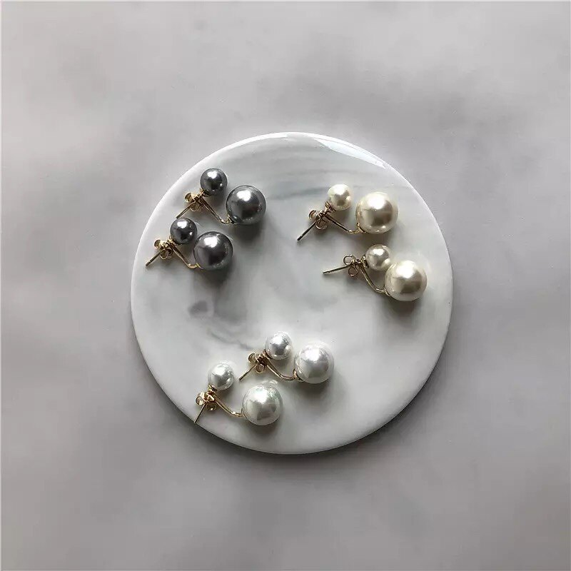 西班牙马略卡珍珠大小珠耳钉耳环