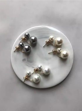 西班牙马略卡珍珠大小珠耳钉耳环