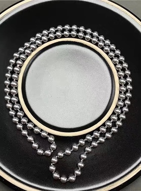 西班牙马略卡正圆铂金灰珍珠项链首饰