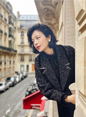 jinger法国原创设计师小众繁星点点原片镶锆石耳钉耳环