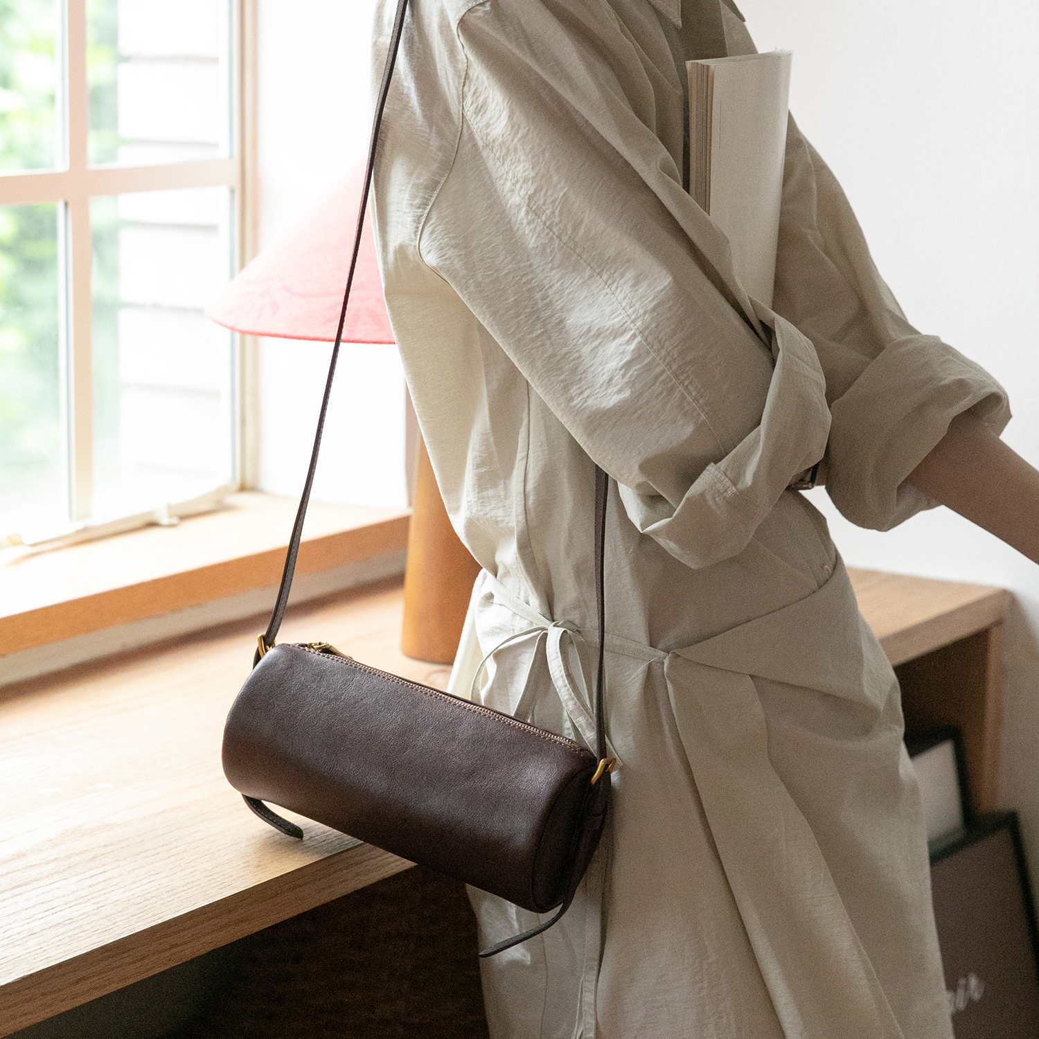 Monkeypocket 新品“秋日圆舞曲”头层植鞣牛皮复古圆筒包