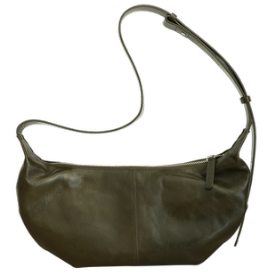 2024秋冬新品牛皮女包 头层油蜡牛皮可颂牛角包单肩斜挎复古女包