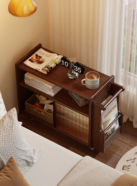 床头桌侧边柜子可移动小推车床边边几创意简约置物架实木卧室桌子