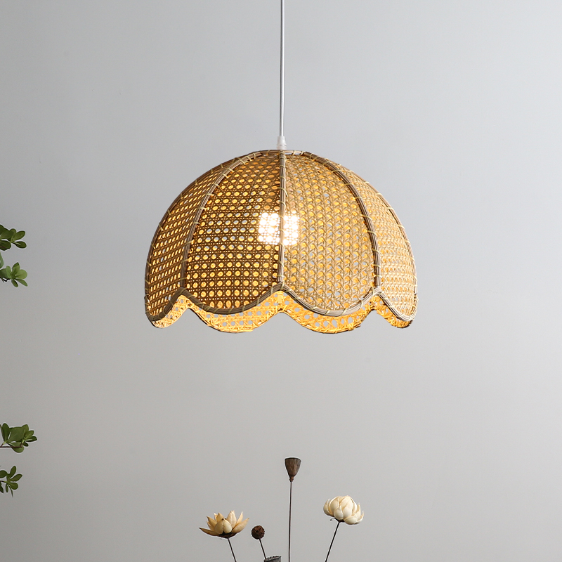 东南亚藤编吊灯创意个性禅意田园餐厅茶室酒店民宿卧室可升降灯具