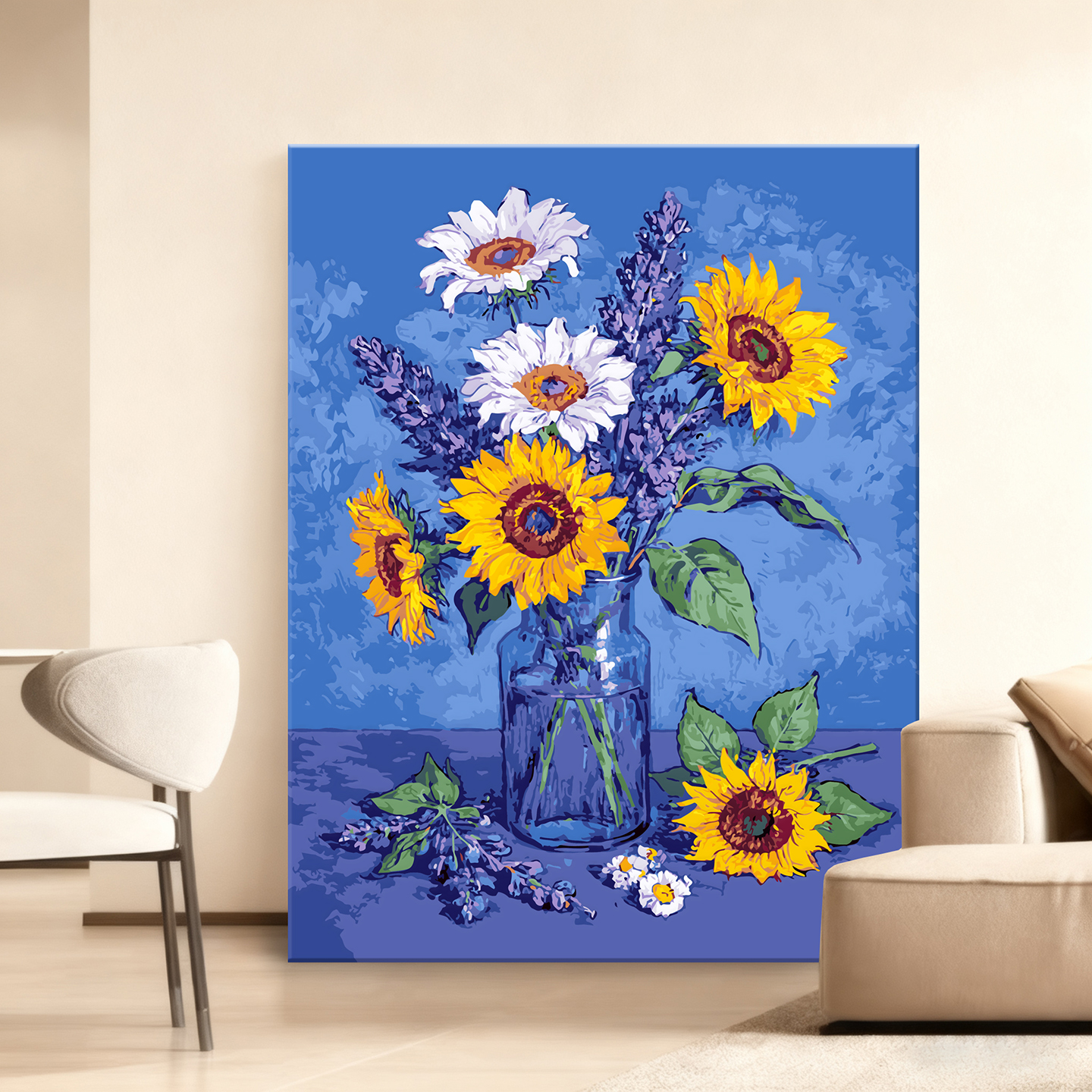 向日葵太阳花数字油画diy填色画