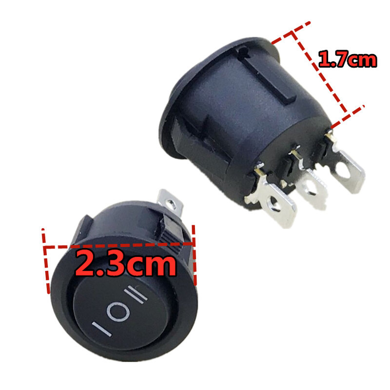 。圆形3脚3档船型开关 6A250V 三脚三档按钮开关翘板电源开关