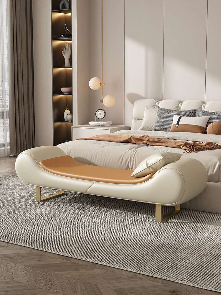 2024新款卧室长条凳现代网红轻奢高端情趣夫妻鸳鸯床尾凳小沙发潮