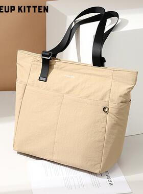 MAKEUP KITTEN2025秋冬新款尼龙布托特包大容量旅行单肩包手提包