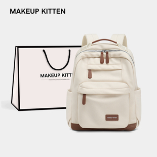 MAKEUP 秋冬轻便小背包大学生帆布书包 KITTEN双肩包包女2025新款