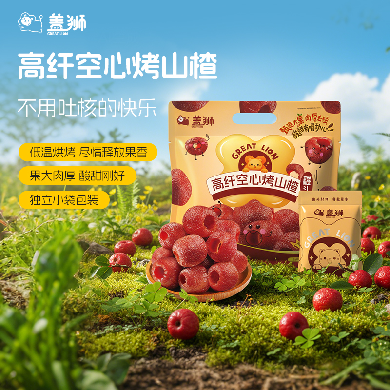 盖狮旗舰店烤山楂去核无核空心果脯解馋小吃小包健康零食开胃坚果