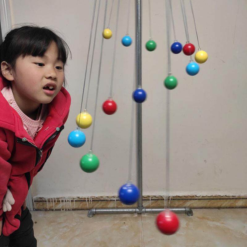 单摆波15个球彩色蛇形摆玩具益智科学小实验亲子互动水晶挂球