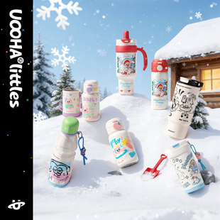 UOOHA白雪欢乐颂系列保温杯高颜值咖啡杯大容量吸管水杯新年礼物